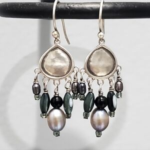 Rare Silpada 925 Sterling Silver Gray Pearl Earrings W1778